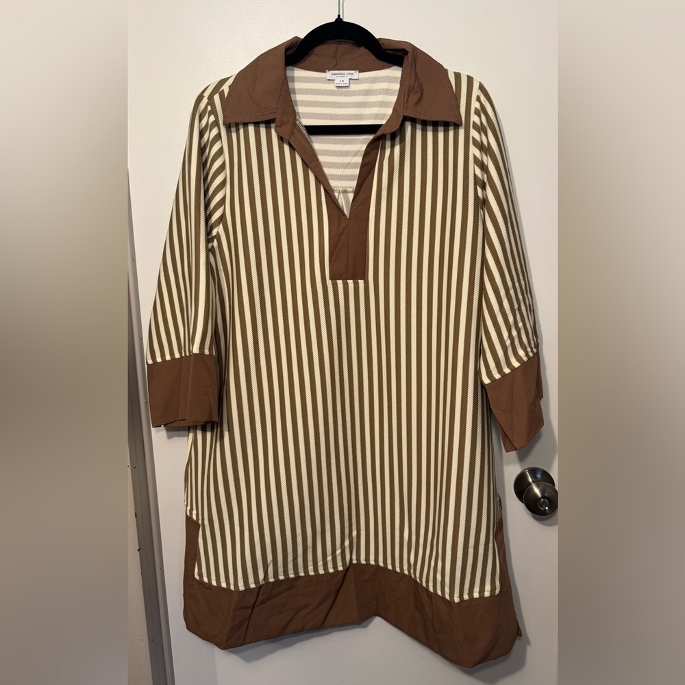 Chic Soul “So Proud” Brown Striped Dress - New With Tags - Picture 5 of 8